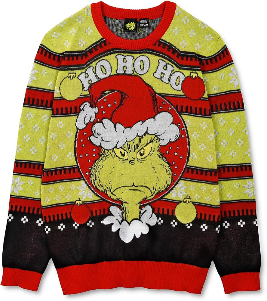 Fifth Sun Men's Dr. Seuss Ho Ho Ho Mean One Sweatshirt | Amazon (US)
