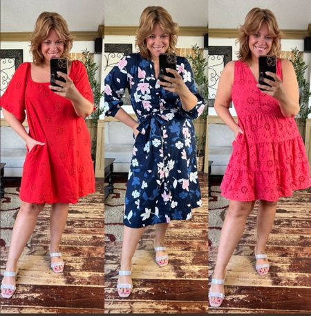 #walmartpartner @walmartfashion #walmartfashion
All 3 of these gorgeous spring dresses have POCKETS!! Size xl in first but need the large as it runs big a d size large in the other two. 

#LTKfindsunder50 #LTKover40 #LTKmidsize