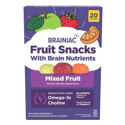Brainiac Kids Fruit Snacks with Omega-3s Mixed Fruit - 12.4oz/20ct | Target
