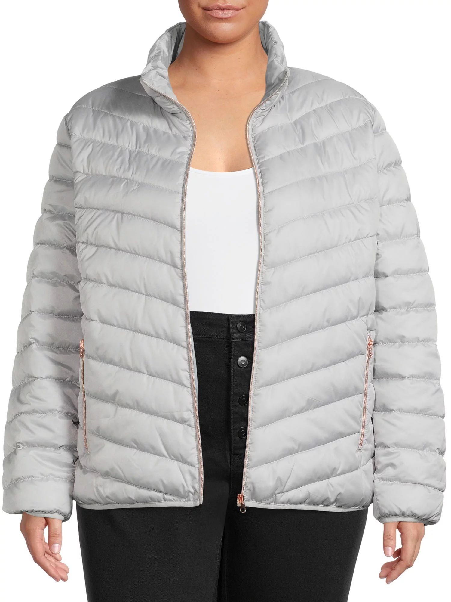 Big Chill Women's Plus Size Packable Puffer Jacket, Sizes 1X-3X | Walmart (US)