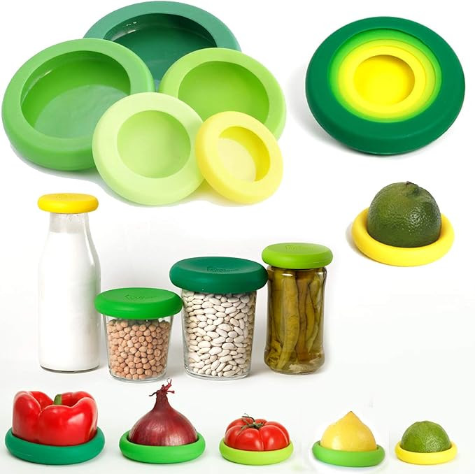 Food Huggers Lot de 5 couvercles en silicone réutilisables Pour fruits légumes bocaux bouteille... | Amazon (FR)
