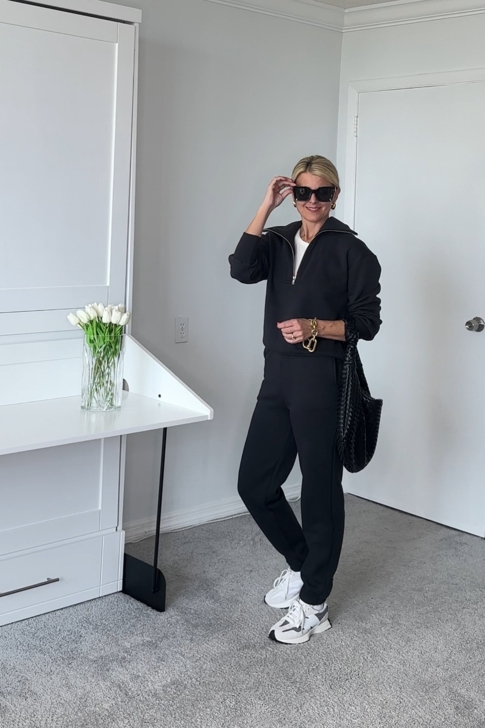 Sweatpants myvtrue size I found snug.   I sized up.  
Sweatshirt true to size
Tank true to size 
Sneakers, this style sneakers runs slightly large for new balance.     I wear a 7-7.5.   I started with the 7, it fit but without any wiggle room.    I went with the 7.5 which is roomy but not too bag.   My foot is 24cm 

#LTKfindsunder50 #LTKfindsunder100 #LTKtravel