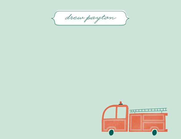 "Fire Engine" - Customizable Children's Stationery in Blue or Orange by Monica Tuazon. | Minted