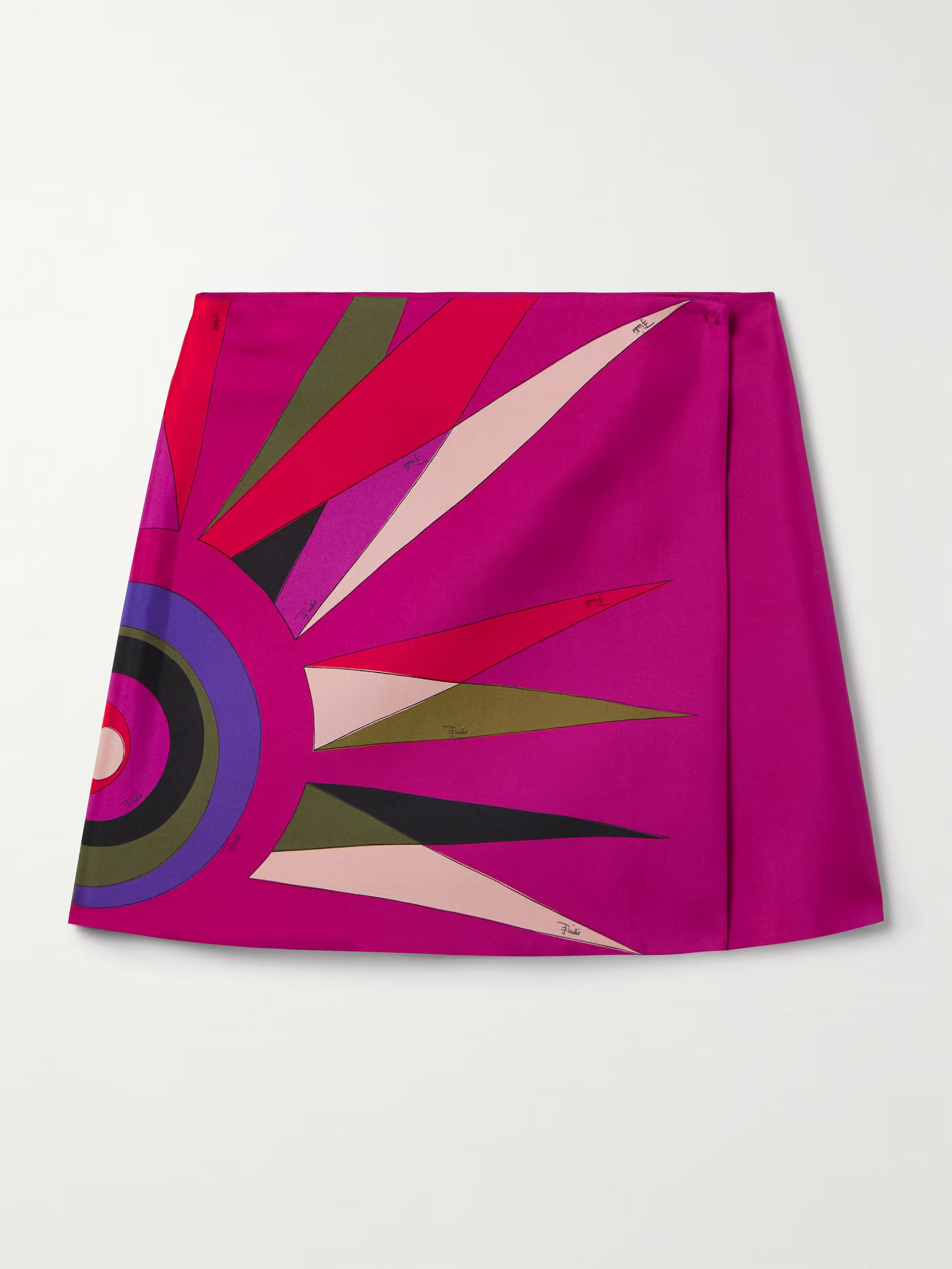 Wrap-effect printed silk-twill mini skirt | NET-A-PORTER (US)