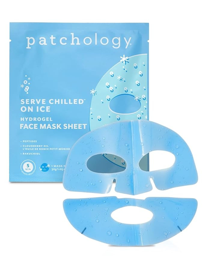 Patchology Iced Cooling Hydrogrel Face Mask Sheet with Peptides, Cloudberry Oil & Bakuchiol, Faci... | Amazon (US)