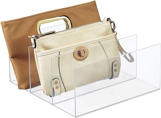 mDesign Plastic Purse/Handbag Organizer - Closet Divided Storage for Bags, Clutches, Wallets, Wri... | Amazon (US)