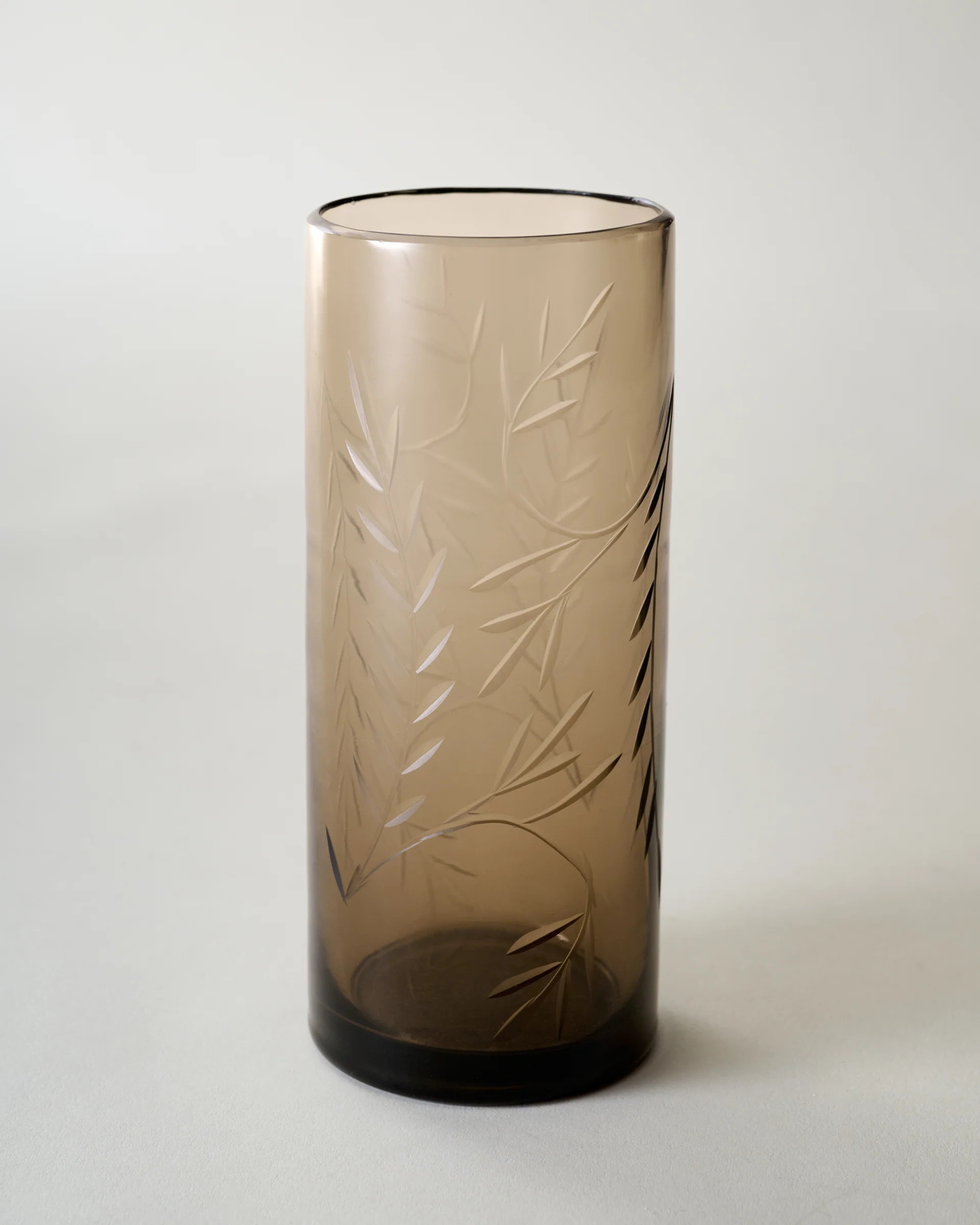 Recycled Etched Glass Tumbler, Brown | Magnolia