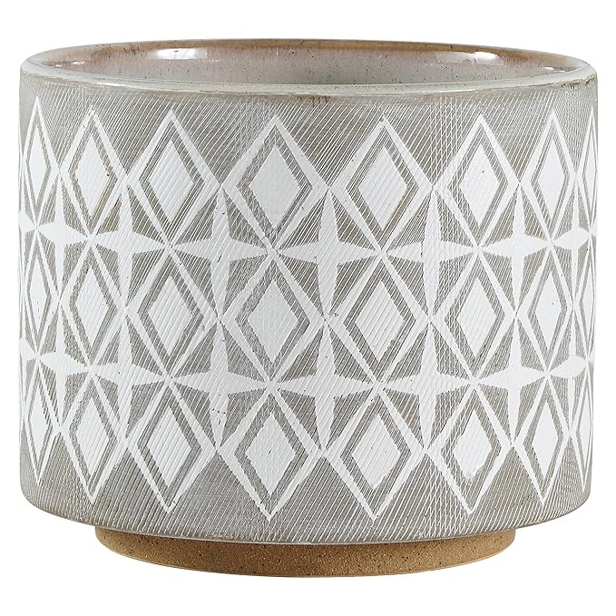 Rivet Geometric Ceramic Planter, 6.5"H, White and Grey | Amazon (US)