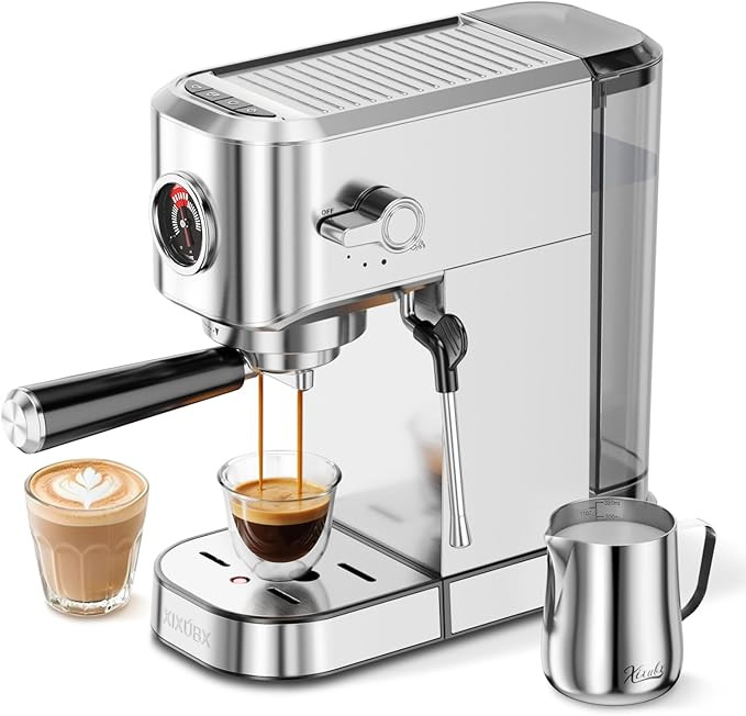 XIXUBX 20 Bar Espresso Machine, Compact Stainless Steel Espresso Maker with Milk Frother and Milk... | Amazon (US)