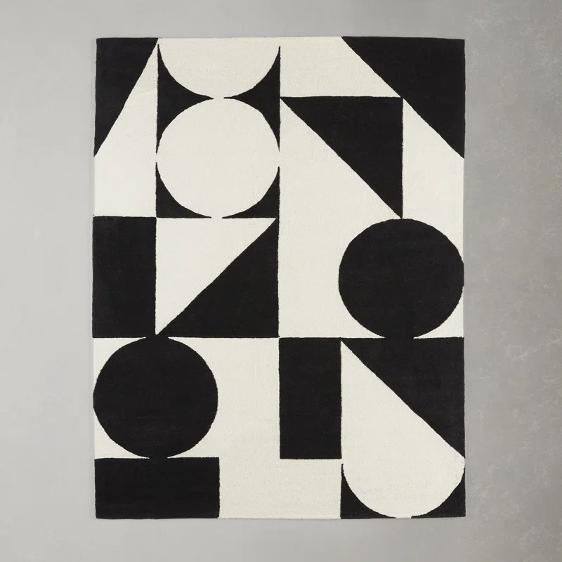 Dave Handmade Hand Tufted Ivory/Black Rug | Wayfair North America