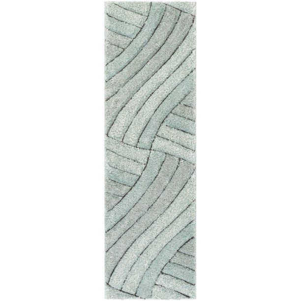 Well Woven San Francisco Printed Modern Shag Geometric Stripes Runner Rug, Gray - Walmart.com | Walmart (US)