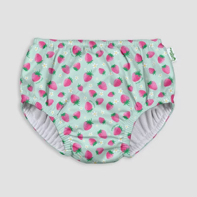 green sprouts Toddler Girls' Pull-Up Strawberry Print Absorbent Reusable Swim Diaper - Mint Green | Target