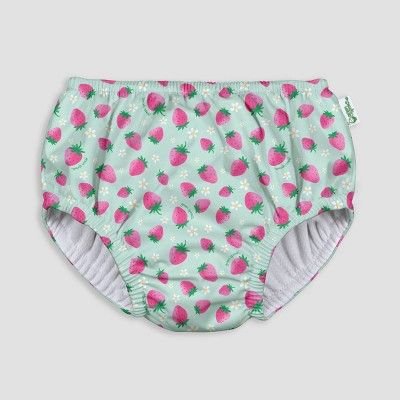 green sprouts Toddler Girls' Pull-Up Strawberry Print Absorbent Reusable Swim Diaper - Mint Green | Target