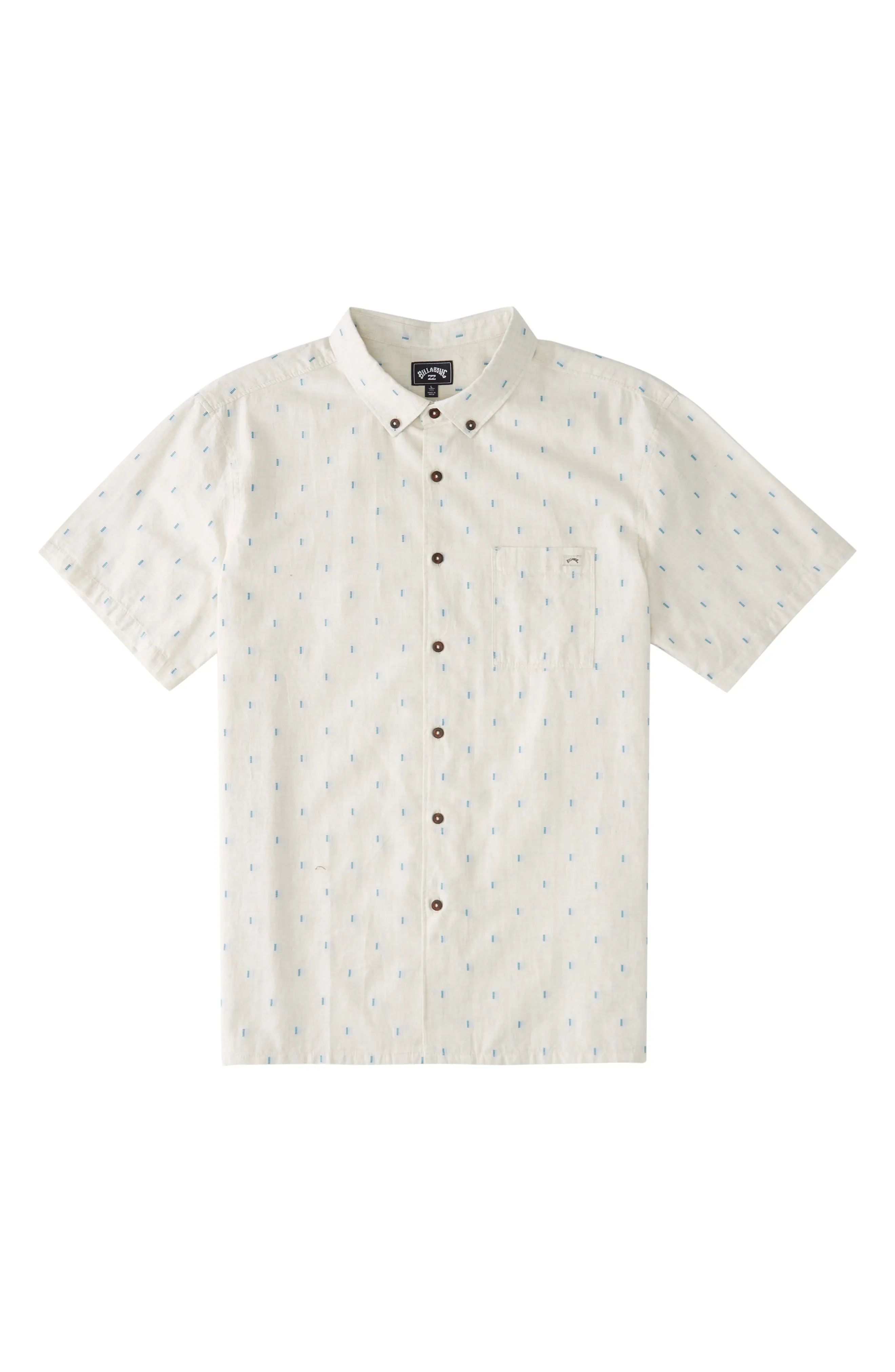Billabong Kids' All Day Button-Up Jacquard Organic Cotton Blend Shirt in Cie-Chino Heather at Nordst | Nordstrom