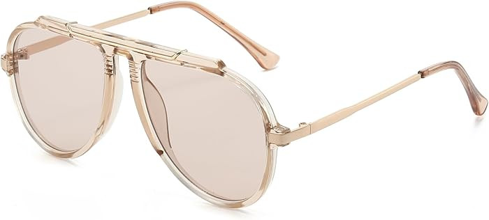 Oversized Aviator Sunglasses for Women Men Classic Retro 70s Sun Glasses Metal Temple Aviators Sh... | Amazon (US)