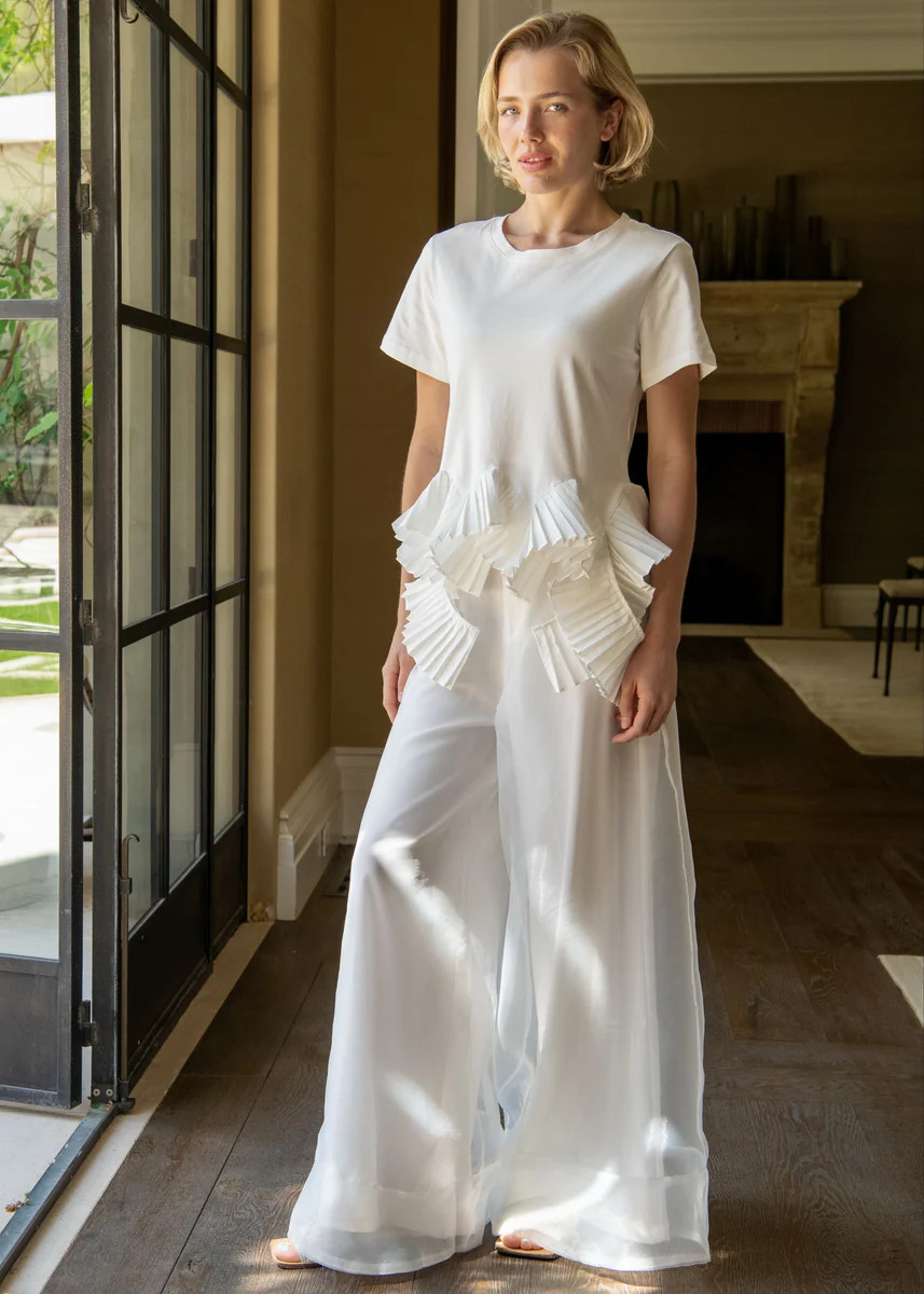 Jayla Asymmetric Ruffle Hem Top - White | Benaar La