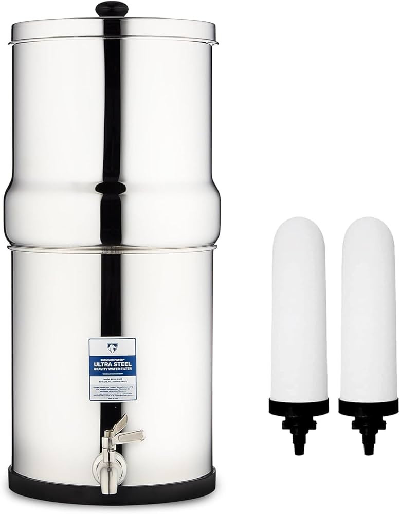 Survivor Filter Gravity Water Filter System - Stainless Steel Countertop, 2.25 Gallon Ceramic Fil... | Amazon (US)