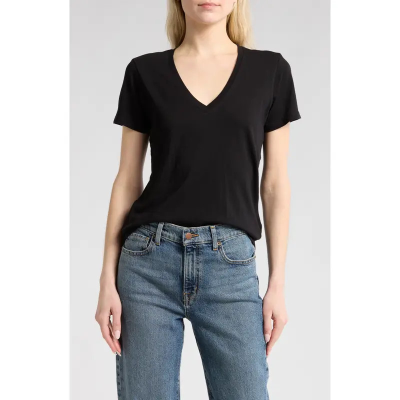 Madewell Whisper V-Neck T-Shirt in True Black at Nordstrom Rack, Size Xx-Large | Nordstrom Rack