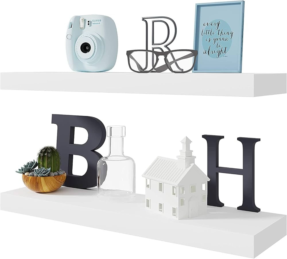 BAMEOS Floating Shelf,Wall Shelf,Decor Wall Mounted Shelves,Hanging Shelf Set L24xW6 for Bathroom... | Amazon (US)
