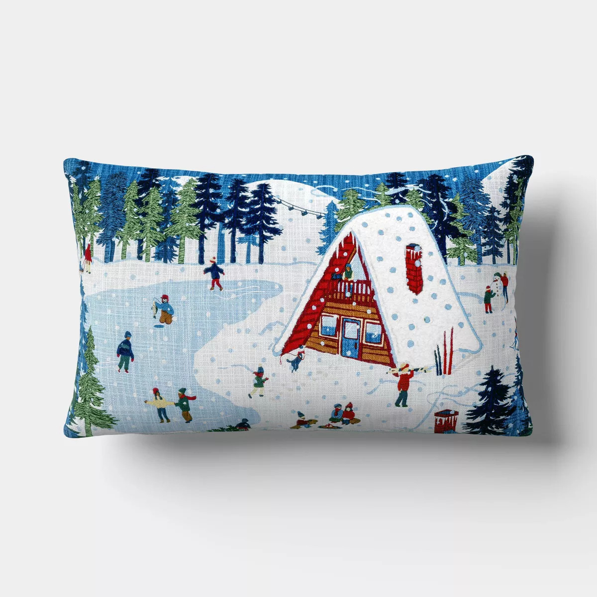 Lumbar Snow Scene Throw Pillow Ivory - Room Essentials™ | Target