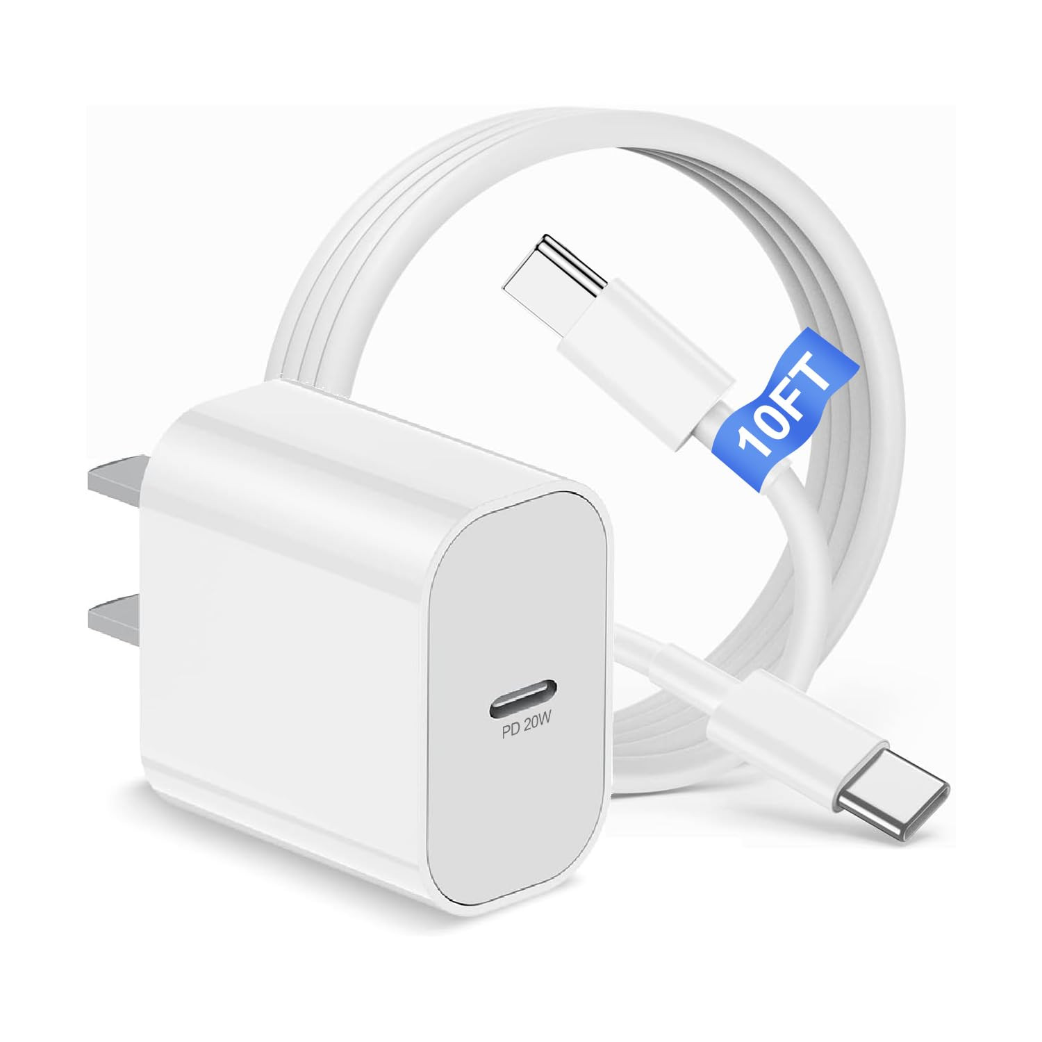 iPhone 17 16 15 Charger Block and 10ft Type C to C Cable Cord Long, 20W USB C Fast Charging Plug ... | Amazon (US)