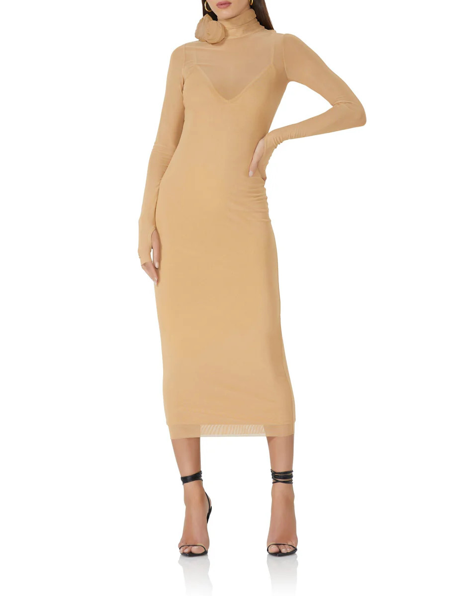 Shailene Rosette Dress - Nude | ShopAFRM