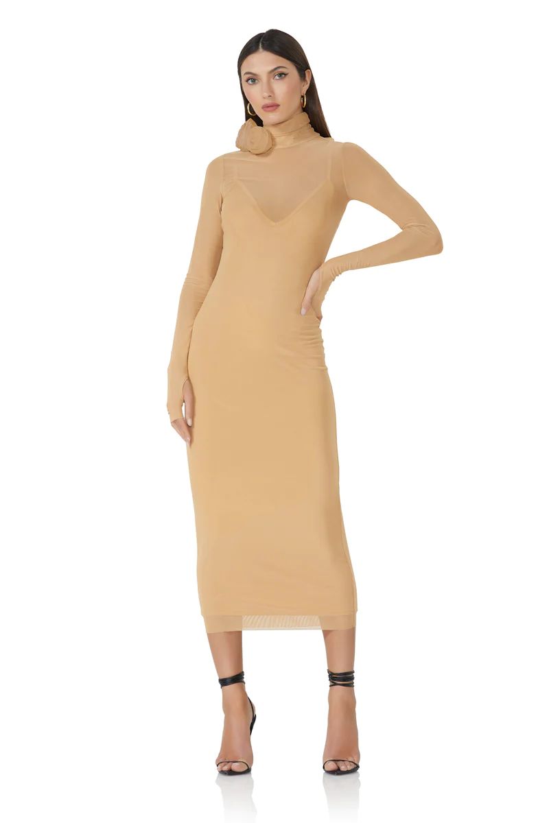 Shailene Rosette Dress - Nude | ShopAFRM