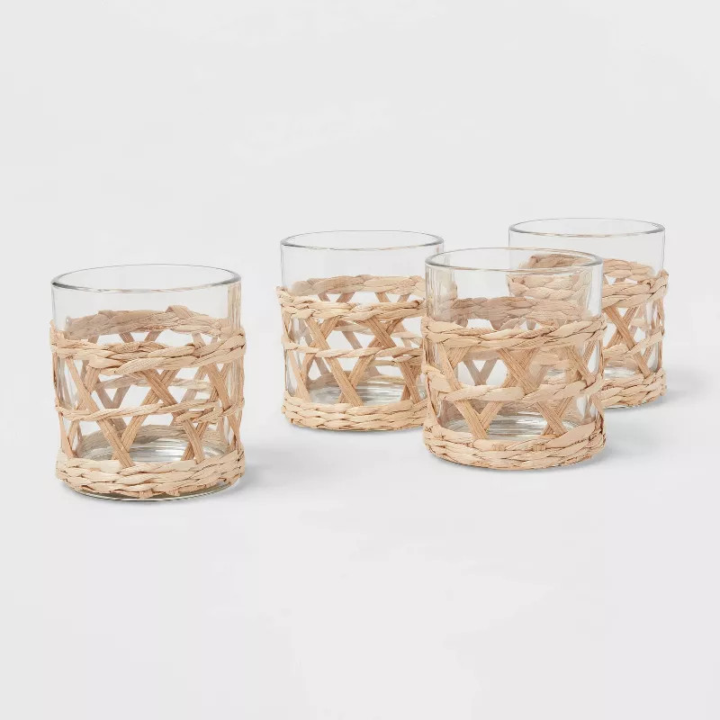 9oz 4pk Glass Natural Wrapped Tumblers - Threshold™ | Target