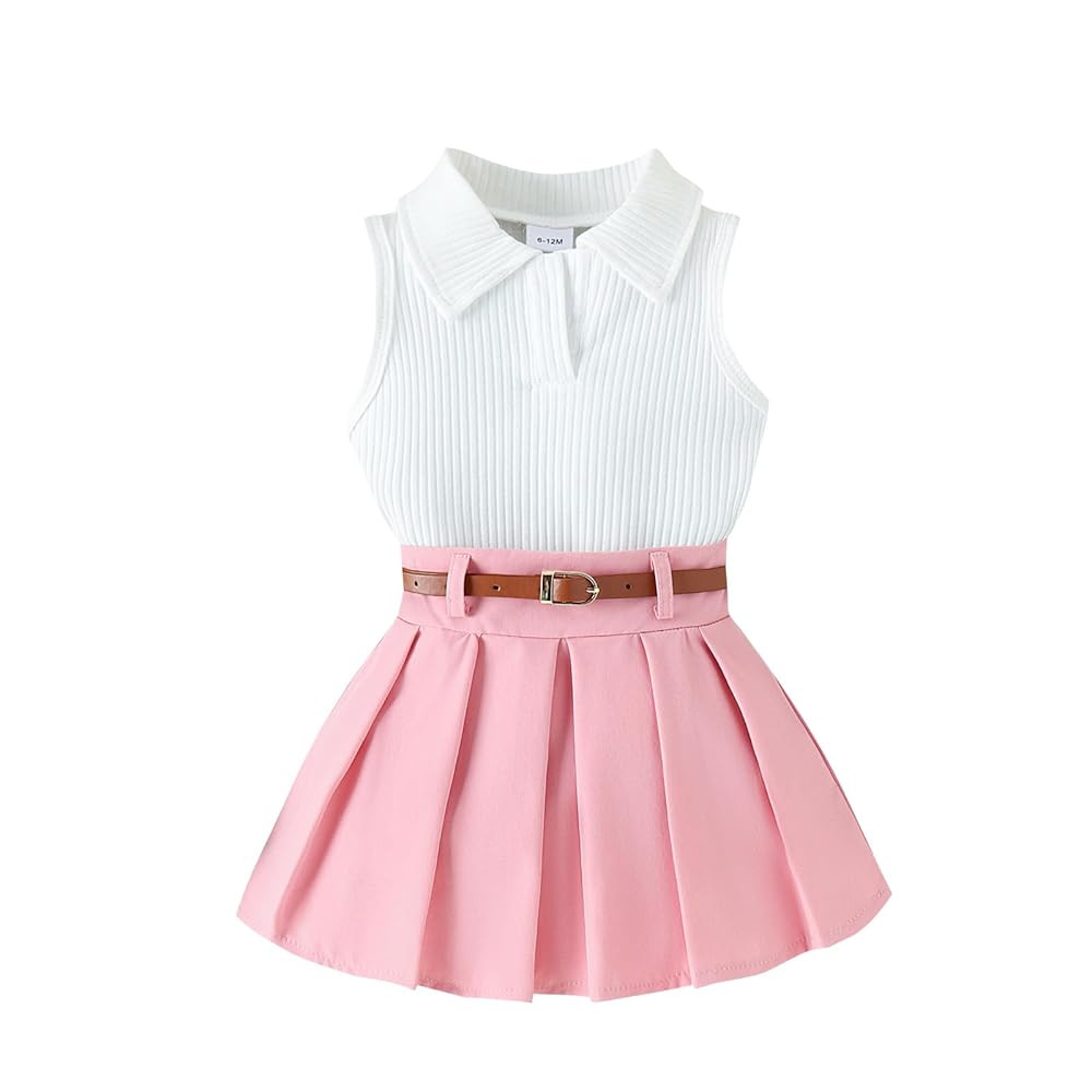 Fernvia Toddler Baby Girl Summer Clothes 1T 2T 3T 4T Ribbed Knit Tops Mini Skirts Set 2Pcs Outfit... | Amazon (US)