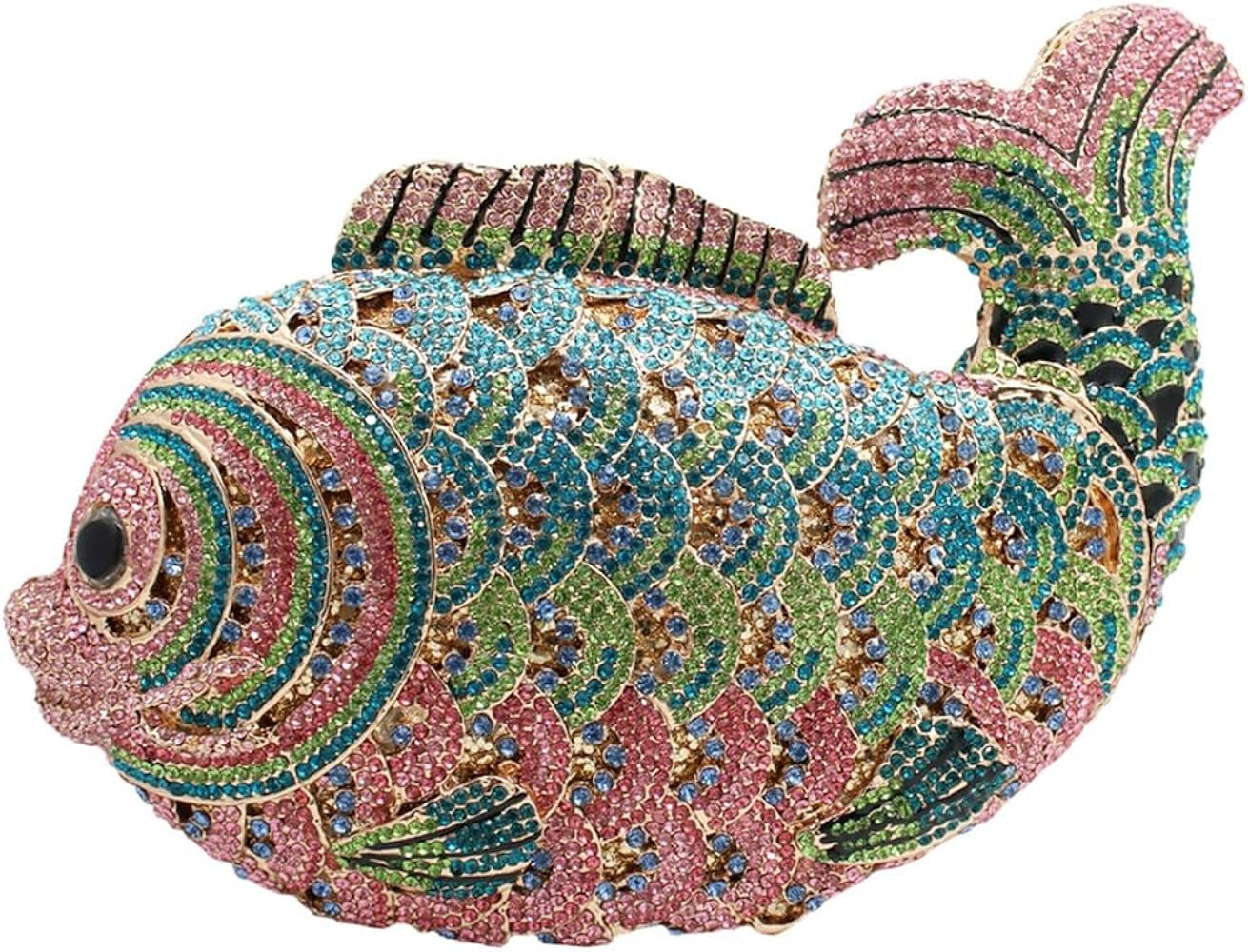Women Mini Fish Clutch Luxury Rhinestones Purse Sparkling Banquet Handbag Wedding Party Clutch Ba... | Amazon (US)