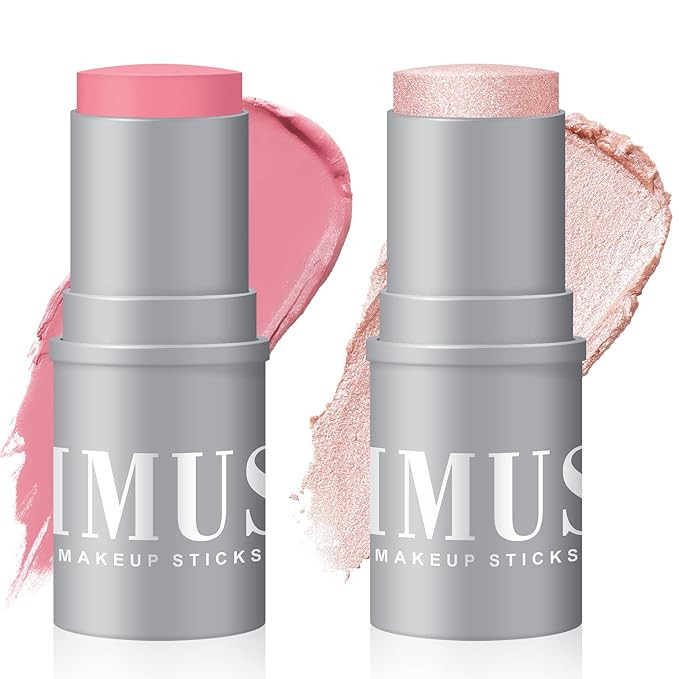 KIMUSE Highlighter Makeup Stick Duo-Cream Blush Stick & Highlighter Trimming Stick-Creamy & Pigme... | Amazon (US)