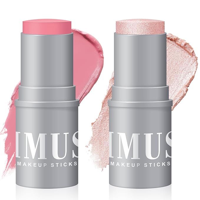 KIMUSE Highlighter Makeup Stick Duo-Cream Blush Stick & Highlighter Trimming Stick-Creamy & Pigme... | Amazon (US)