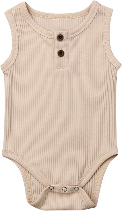 Kuriozud Newborn Infant Unisex Baby Boy Girl Button Solid Romper Bodysuit One Piece Jumpsuit Outf... | Amazon (US)