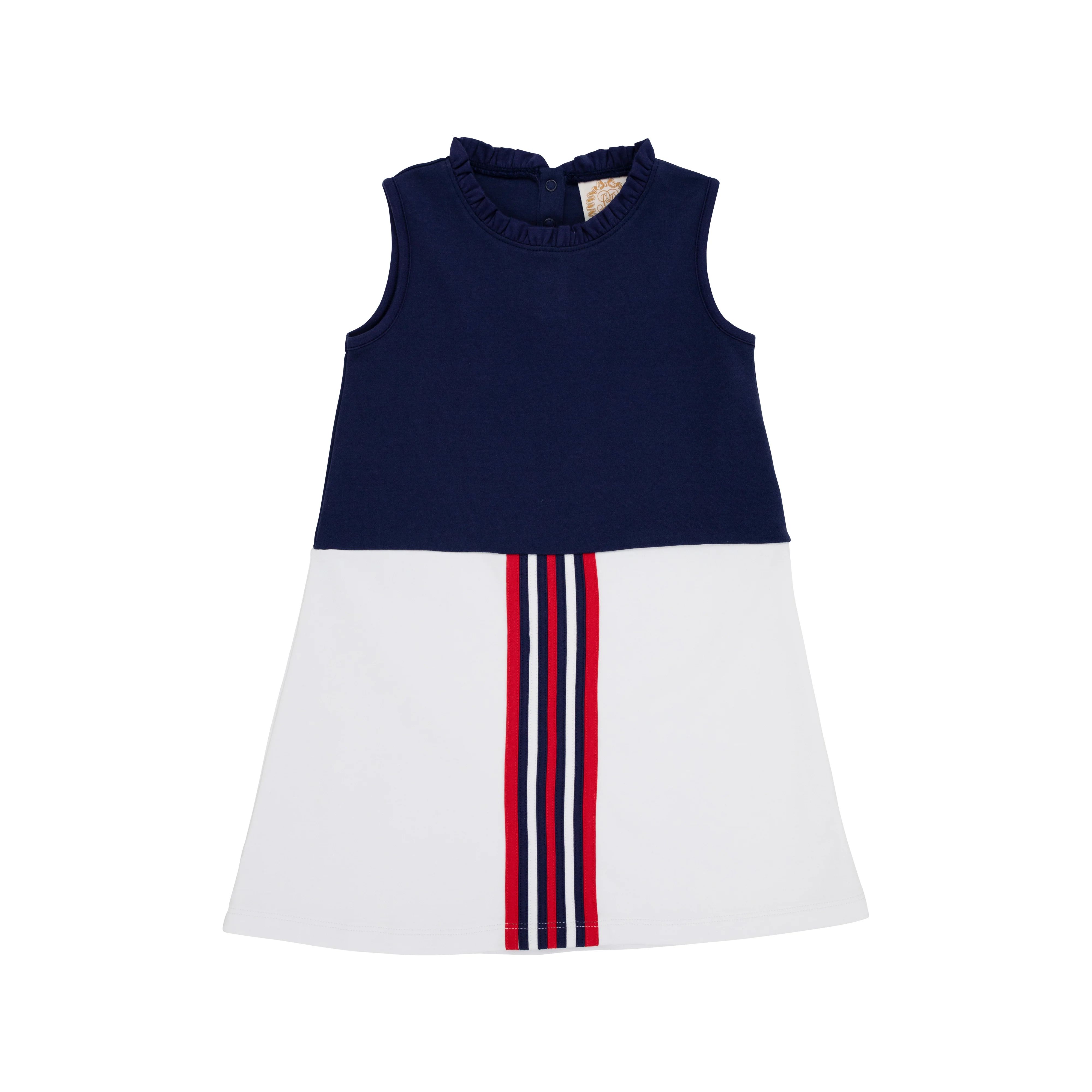 Lizzie's Luxe Leisure Dress - Nantucket Navy with Richmond Red and Worth Avenue White | The Beaufort Bonnet Company