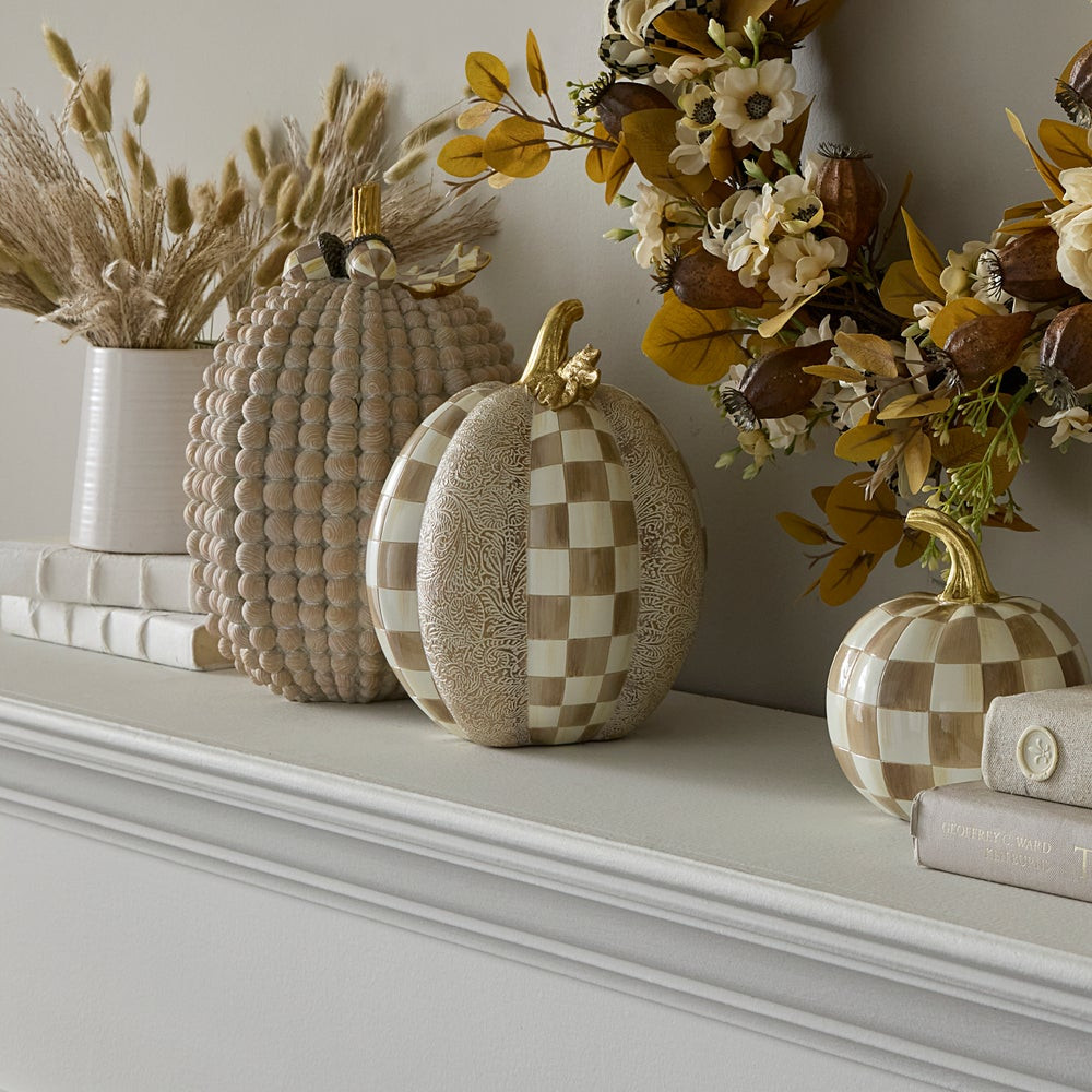 Mocha Check & Block Print Short Pumpkin | MacKenzie-Childs