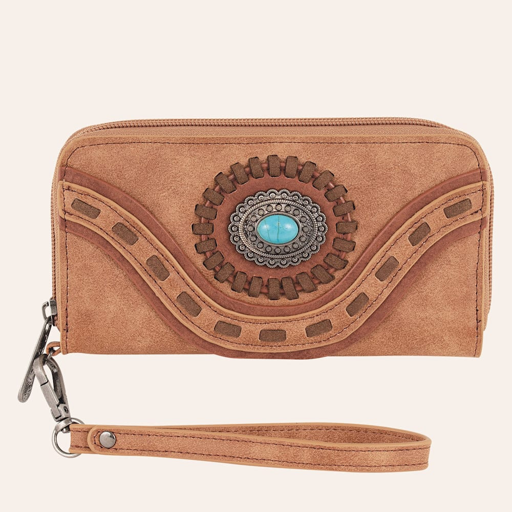 Justin Brown Conch Buckstitch Wristlet Wallet | Cavender's