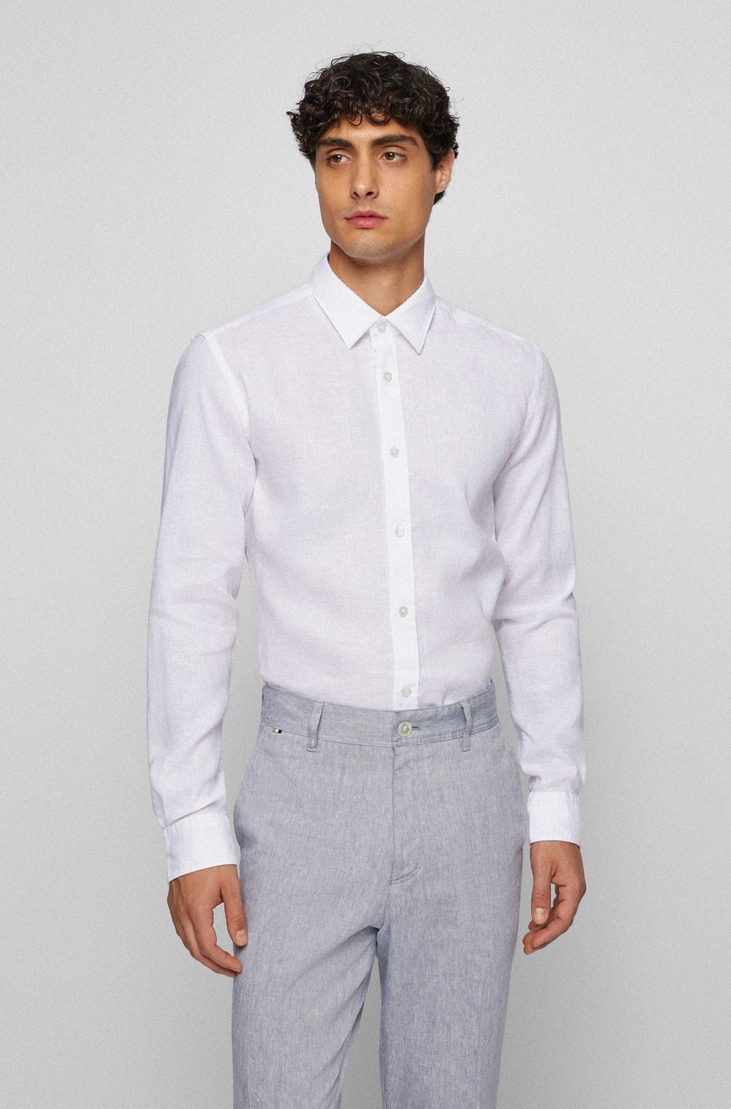 Slim-fit shirt in washed stretch linen | Hugo Boss (US)