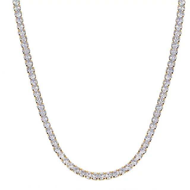 Savlano 18K Gold Plated Cubic Zirconia Round 4MM Classic Tennis 18 Inches Chain Necklace For Wome... | Walmart (US)