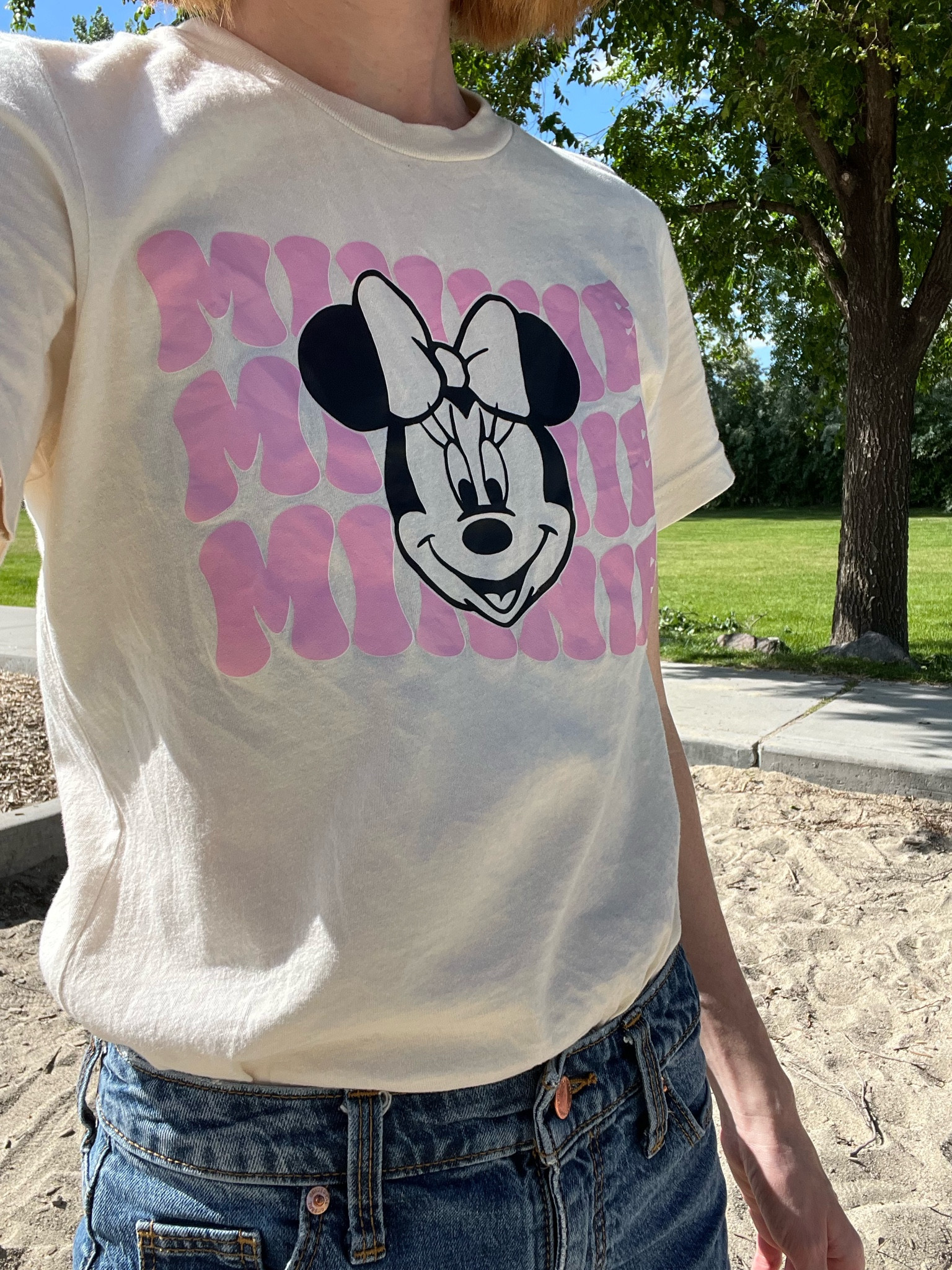 Minnie Mouse shirt, size small, natural color, Minnie Mouse shirt for women, Disneyland shirt, Disney shirt, Disney fashion  

#LTKstyletip #LTKfit #LTKtravel