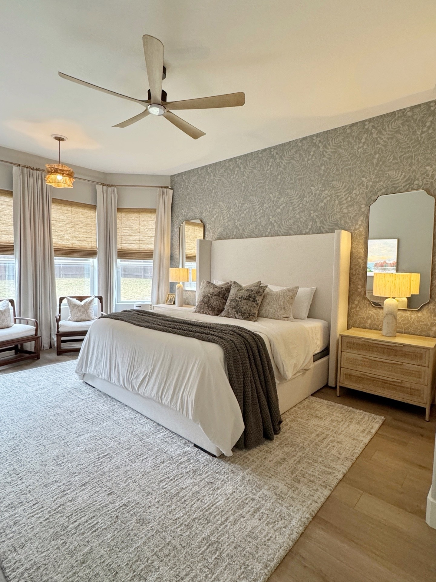 Kern project is complete!  Love this spa inspired primary bedroom! #bedroom #masterbedroom #primarybedroom #bedroomdecor #cozyvibes