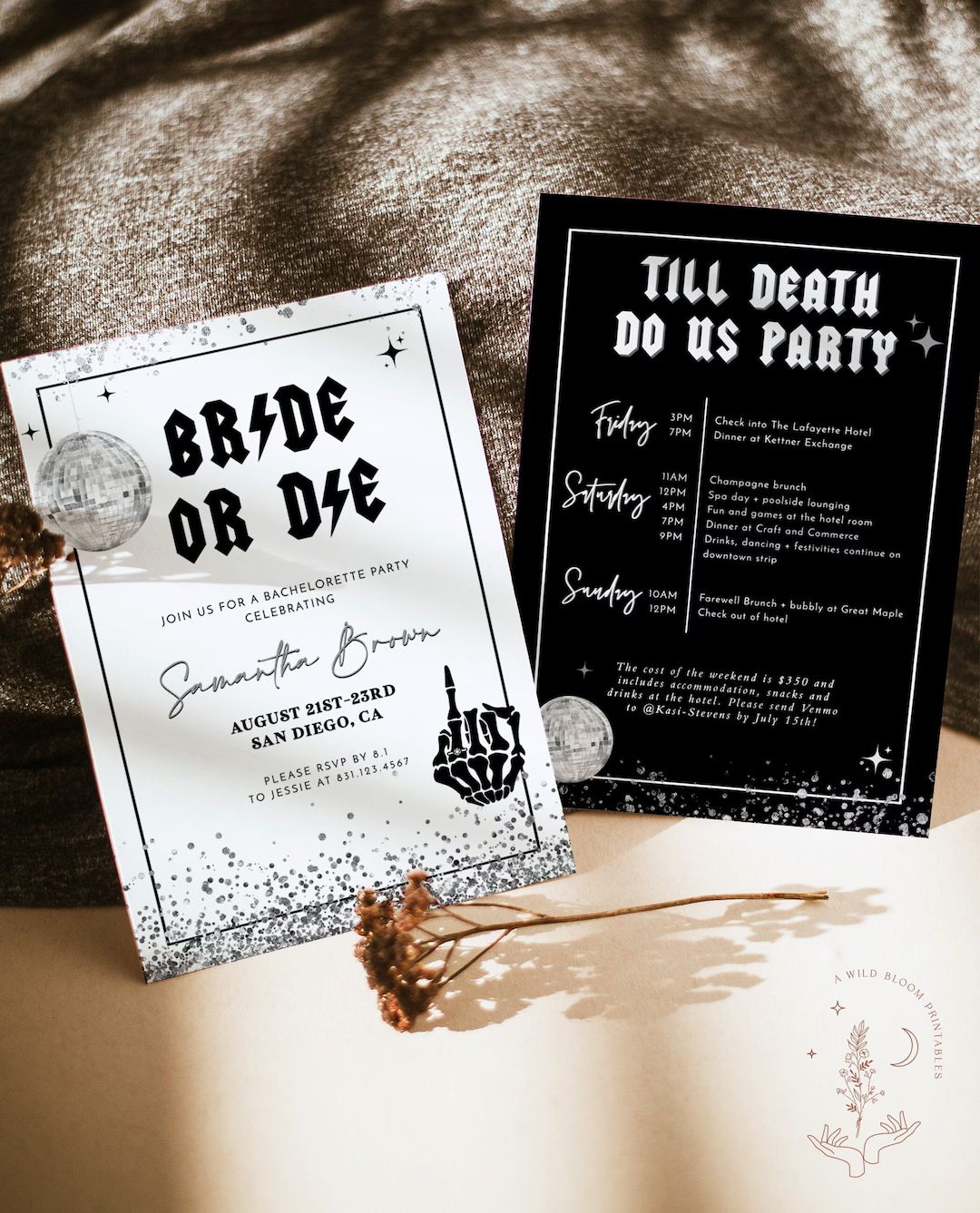 Bride or Die Bachelorette Invitation Template | Till Death Do Us Party Bachelorette | Skull Bache... | Etsy (US)