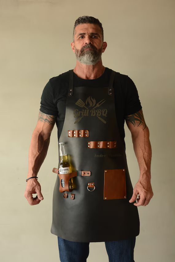 Personalized Leather Apron With Beer Pocket  BBQ Blacksmith | Etsy | Etsy (US)