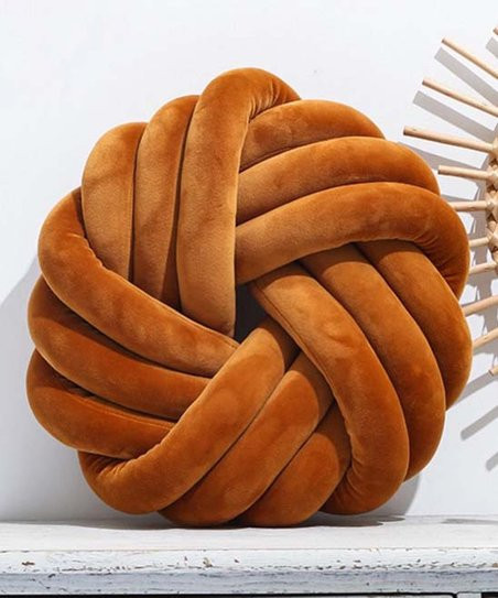 Cozy In Orange Velvet Knot Throw Pillow | Zulily