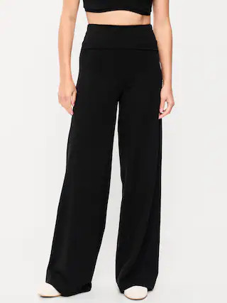 High-Waisted PowerChill Fold-Over Wide-Leg Pants | Old Navy (US)
