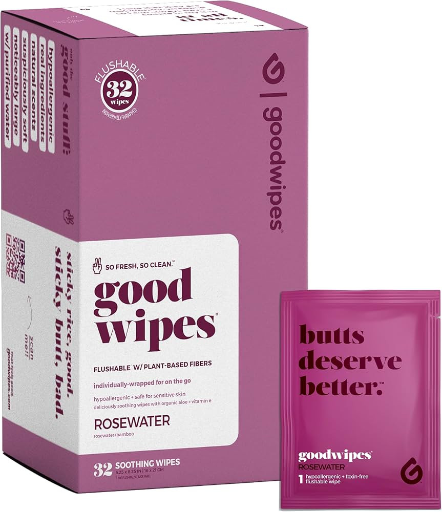 Goodwipes Flushable Wipes – Made with Vitamin E & Aloe – Soft, Individually Wrapped Butt & Fe... | Amazon (US)