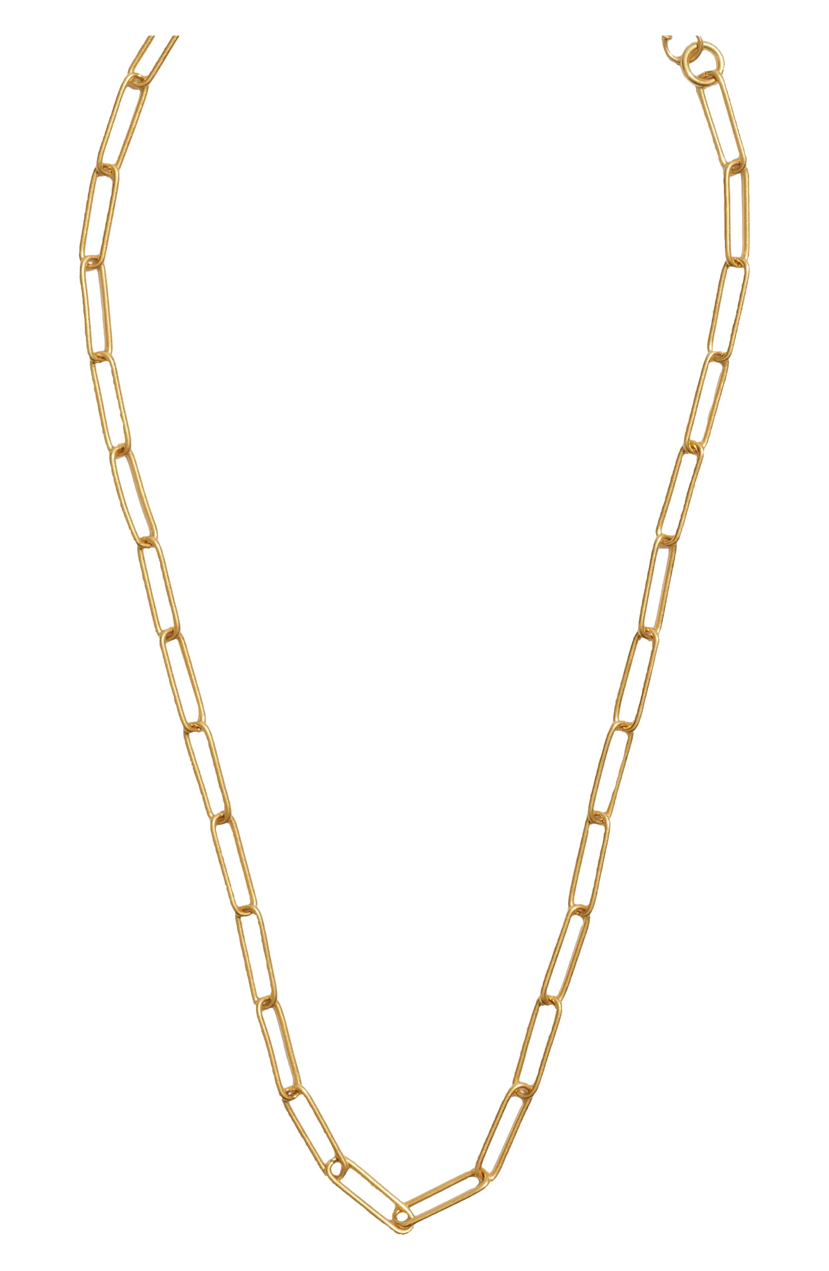 Madewell Paperclip Chain Necklace in Vintage Gold at Nordstrom | Nordstrom