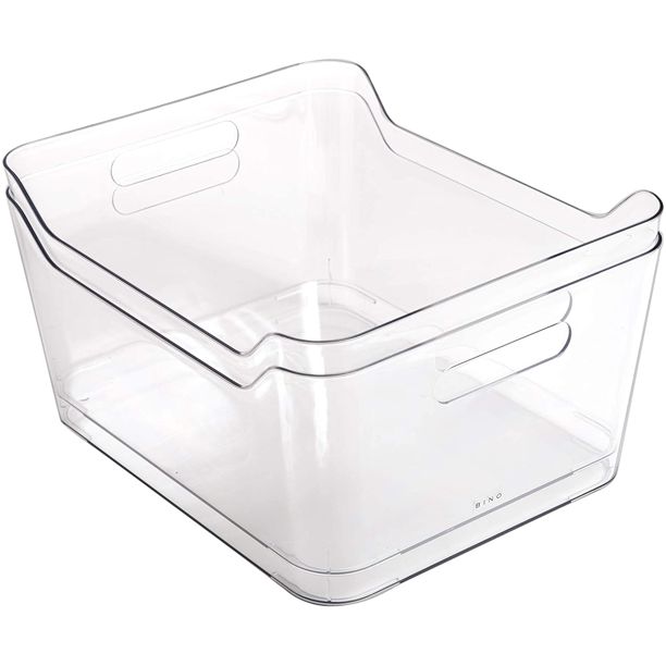 BINO Clear Plastic Storage Bin with Handles (2PK- Large) - Plastic Storage Bins for Kitchen, Cabi... | Walmart (US)