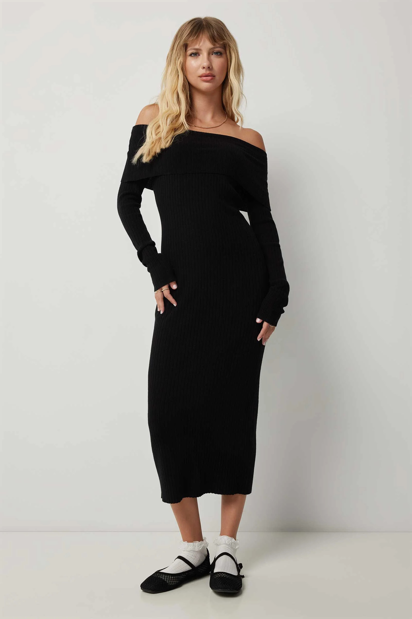 Off Shoulder Bodycon Midi Dress | Ardene