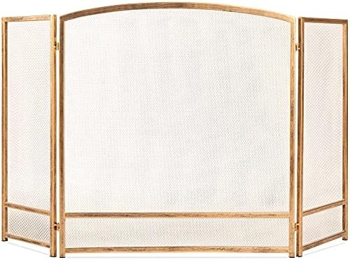 Best Choice Products 47x29in 3-Panel Simple Steel Mesh Fireplace Screen, Fire Spark Guard Grate f... | Amazon (US)