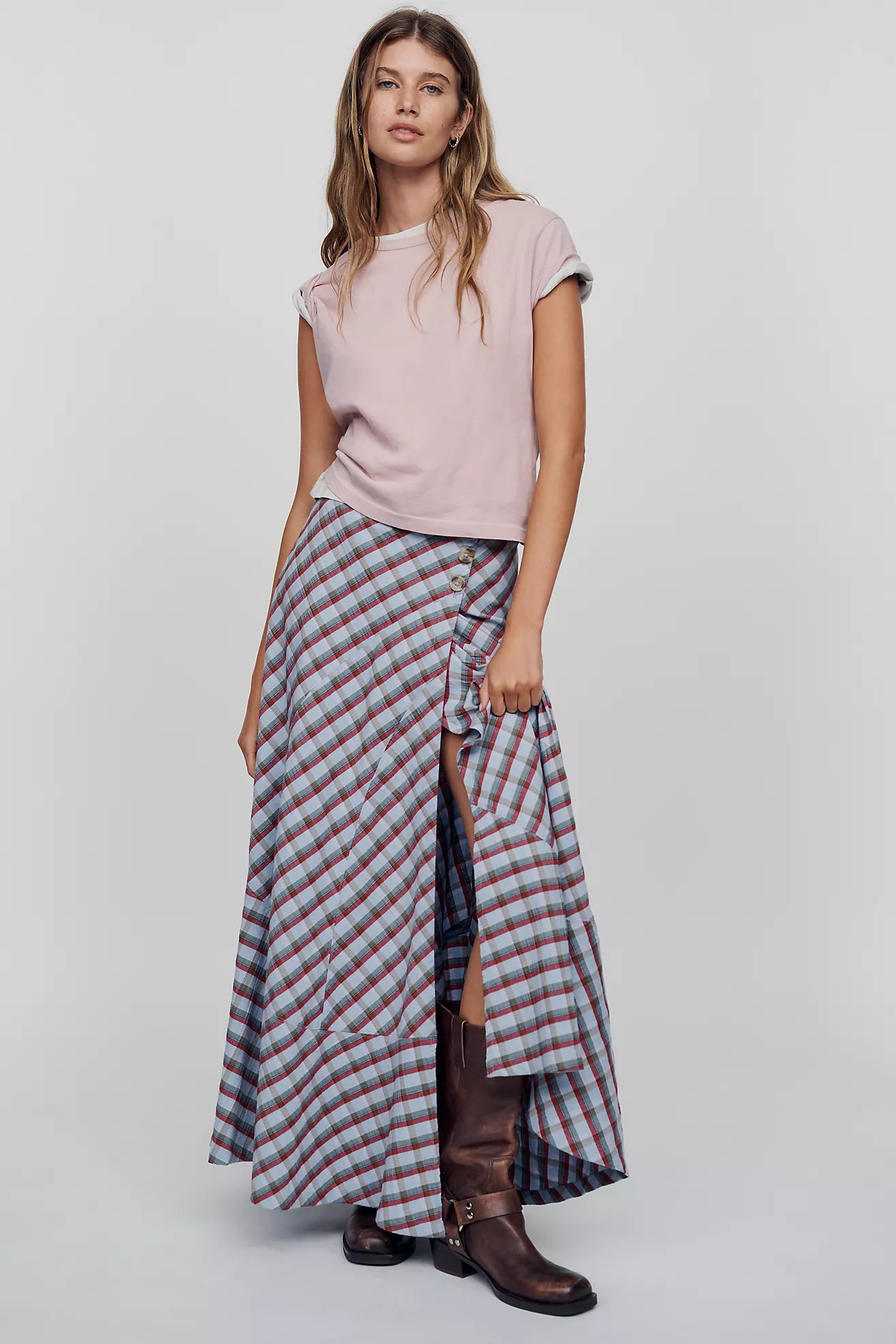By Anthropologie Olivette Plaid Maxi Skirt | Anthropologie (US)